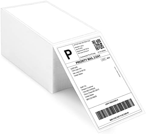 SANBOTT Address Labels, 4" x 6" Direct Thermal Shipping Labels (Pack of 500) - Commercial Grade - Thermal Labels Compatible with JADENS, iDPRT SP410,POLONO,ASprink,MUNBYN (Fan-fold/500)