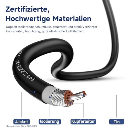 SORLPV SOLARKABEL 4MM², PV VERLÄNGERUNGSKABEL 2M MIT BUCHSEN UND SOLARSTECKER, 12AWG SOLARKABEL VERLÄNGERUNG, IP68 WASSERDICHTEM PHOTOVOLTAIK KABEL STECKER FÜR SOLARSYSTEME (ROT/SCHWARZ)