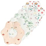 Zainpe 6Pcs 360° Rotate Baby Bibs Waterproof Snap Baby Bib Conch Plant Dandelion Cotton Absorbent Fe