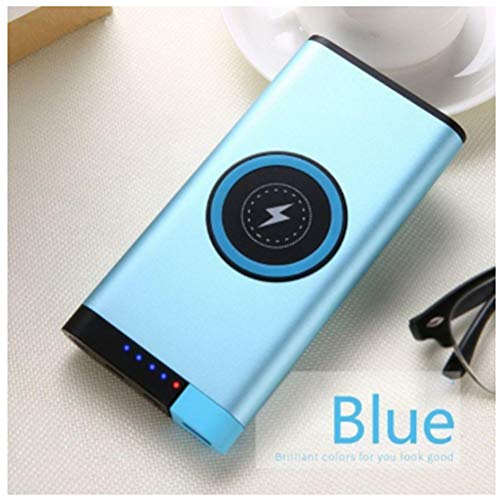 Power Bank 10000mah Wireless Charger Portable Fast Charging External Battery for iPhone Samsung,Blue