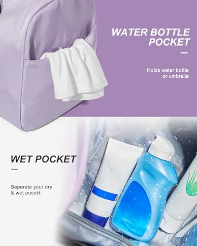 Image of Gym Bag Womens Mens with Shoes Compartment and Wet Pocket Travel Duffel Bag for Women for Plane Sport Gym Tote Bags Swimming Yoga Waterproof Weekend Overnight Carry on Bag Hospital Holdalls