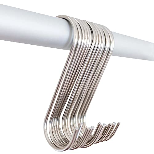 Image of VOLO Stainless Steel Multipurpose S-Hook Sling, Pack of 14pcs, Organizer for Cupboard, Cabinets, Hangers, Kitchen Cutlery Hanging Hook, Cloth Hanger Hook, Color:Silver