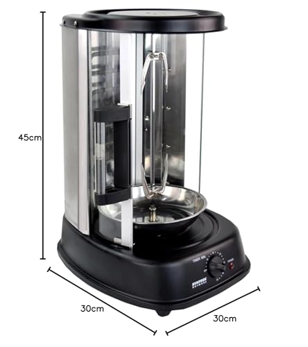 Syntrox Dönergrill Drimexa mit Glastür Gyrosgrill, Hähnchengrill, Drehspieß, Tischgrill Elektro, Drehspieß mit Auffangschale, Gesund Fettarm grillen (mit Zubehör) – Bild 3