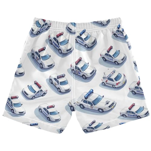 Cute Police Cars Boys Swim Trunks Cartoon Toys Toddler Beach Board Shorts Baby Summer Bathing Suit 4T Multicolor2