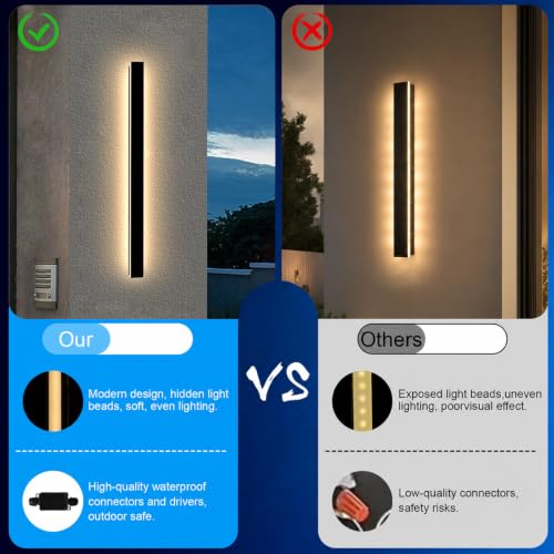 Image of Light Fixture Wall Outdoor - 2pack 79inch Black Exterior Sconces, Outside Garage Exterior Lights, Modern Outdoor Wall Mount Lighting for House, Porch, Patio, Front Door, Corridor