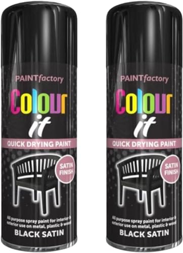MIXEL Black Colour Satin Spray Paint, Durable And Satin Finish, Non Cracking, Quick Drying, Easy To Use, Interior And Exterior Use On Metal, Plastic, Wood, 250ml