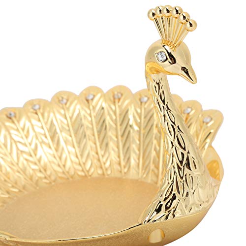 Prato de doces, bandeja de petiscos decorativos de metal dourado antiferrugem em forma de pavão, pra