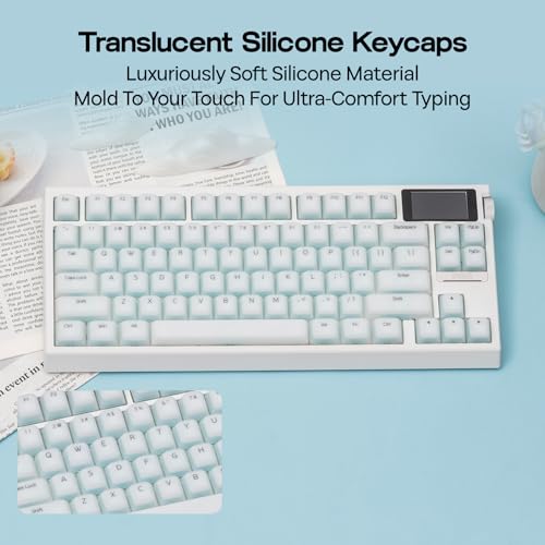 Image of EPOMAKER AegisSil Keycap Set, Silicone Material, Cherry Profile, 113 Keys, 65% /75% /96% /Full Size, Custom Keyboard Keycaps Set for Cherry MX, Kailh, Outemu, Gateron Mechanical Gaming Keyboard (White)