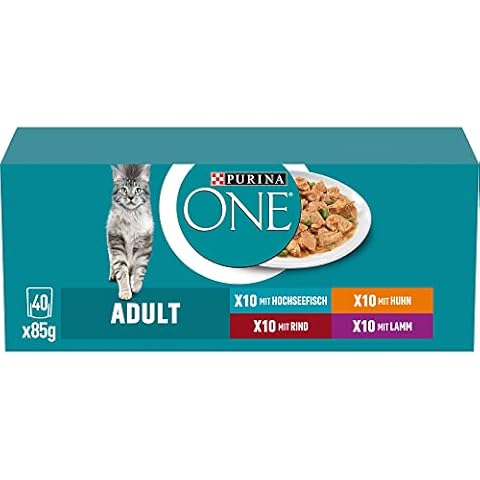 PURINA ONE Adult Katzenfutter nass, zarte Stückchen in Sauce, Sorten-Mix, 40er Pack (40 x 85g) Cover