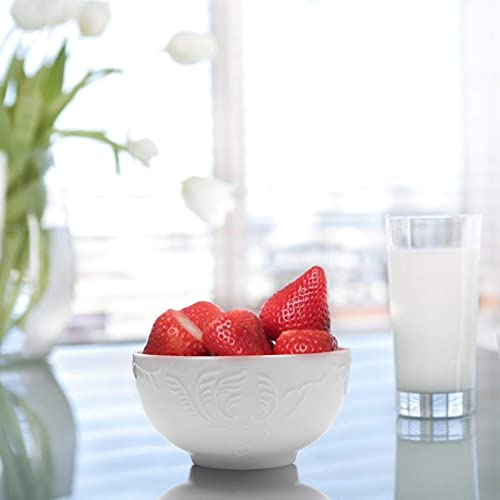 Amhomel Cereal Bowls Set Of 10 With Embossed Texture, Small Soup Bowls, 11 Ounce Porcelain Deep Bowls For Ice Cream Dessert And Condiment, Lead-Free, Dishwasher & Microwave Safe - White, 4.5 Inch #TOP6