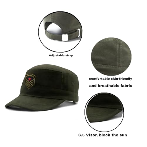 Image of JAZAA Army Cap Short Brim Breathable Military Cap Adjustable Classic Baseball Cap