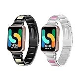 [2-Pack]Compatible with Samsung Galaxy Fit 3 Straps, I-bead Triple Bead Replacement Straps,Stainless Steel Business Band for Samsung Galaxy Fit 3 for Men/Momen (2PackA)