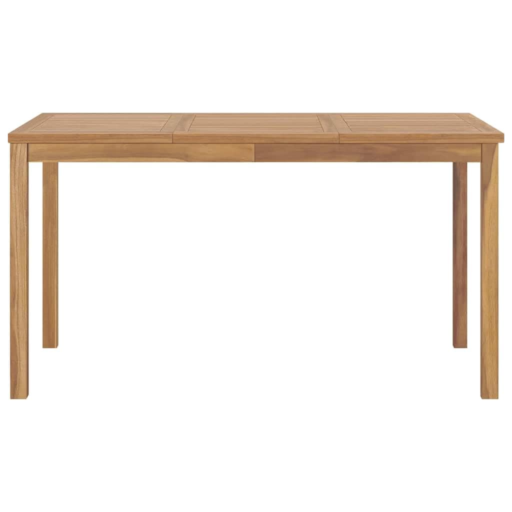 Tavolo da giardino rettangolare in legno di teak, 140 x 80 x 77 cm, in legno massiccio, per terrazza e giardino, robusto tavolo in legno con superficie liscia e vernice a base d'acqua