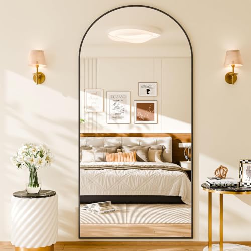 Image of 76 inchx35 inch Floor Mirror Full Length Arched Full Length Mirror Black
