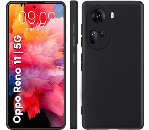 Image of TRUEUPGRADE Liquid Silicone Designed Back Case Cover for Oppo Reno 11 5G | Microfiber Inside | Bumper Back Cover Case for Oppo Reno 11 5G - Black