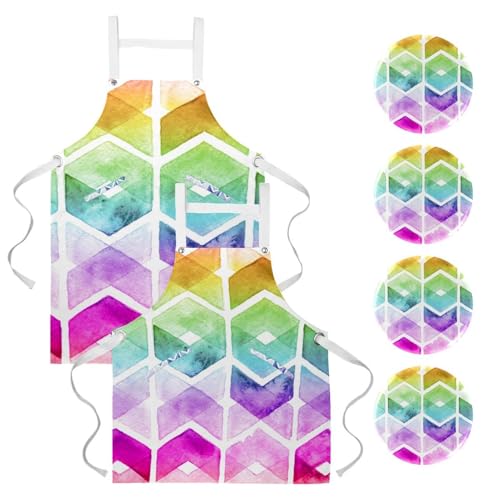 Tablier de cuisine multicolore anti-taches pour le travail en restaurant et bistrot