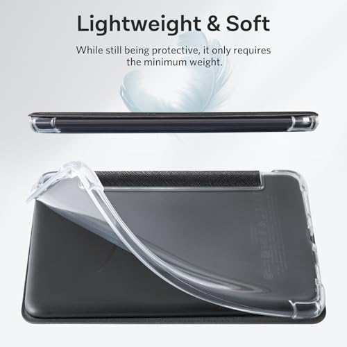 Image of CoBak Case for 6 inch Kindle 11th Gen (2024 and 2022 Release) - Ultra Slim Transparent Clear TPU Back Shell Protective Cover with Auto Wake /Sleep for Kindle 11th Generation 2024 Release, Black