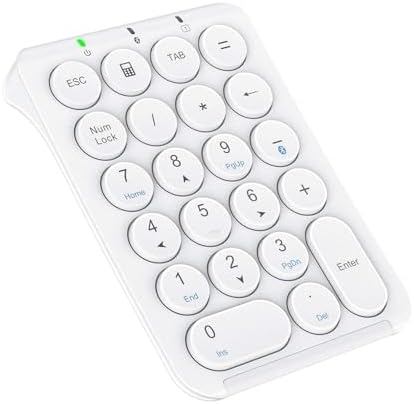 iClever KP08 Wireless Numeric Keypad, 22 Keys Bluetooth Number Pad Portable Number Keyboard, USB-C Rechargeable, Round Key, Financial Accounting, Compatible with Laptop PC Desktop, Mac, Surface,Tablet
