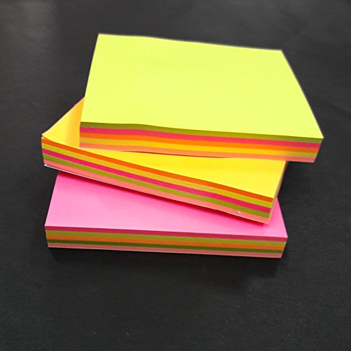 STICK NOTE PAD Fluorescent Sticky Notes, 3X3-inch, 300 Sheets (Multicolour) – Pack of 3