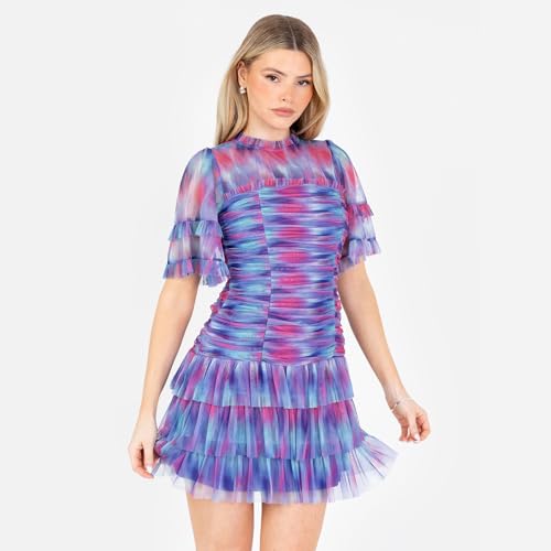 Robe mini col haut silhouette sublimée en tulle extensible pour morphologie variée - 2