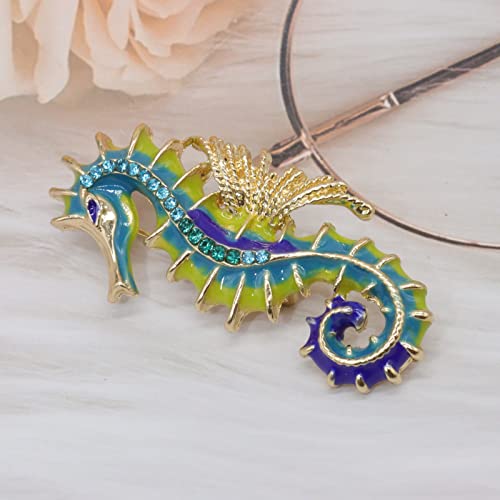 Vintage Seahorse Brooch Pin Cute Animal Enamel Crystal Rhinestone Novelty Interesting Personality Ladies Girl Lapel Pin #TOP6