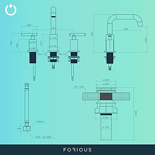 Forious Chrome Widespread Bathroom Faucet 2 Handle, Brass Bathroom Sink Faucet Chrome With Metal Drain Assembly, Polished Chrome Bathroom Faucet 3 Hole With 360 Degree Swivel Spout, Basin Tap #TOP6