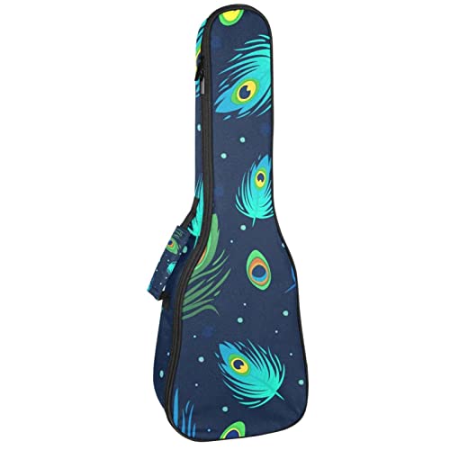 Housse ukulélé ténor plume de paon étanche et matelassée de 60,9 cm