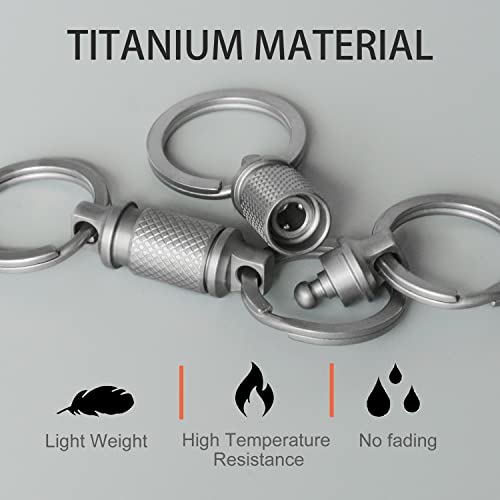 Autuveen Titanium Quick Release Keychain,Detachable Key Ring Quick Release Pull Apart Keychain With 25Mm Titanium Key Ring,Key Holder Clip Accessory For Bag/Purse/Belt #TOP5
