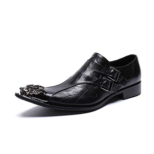 DEAR-JY Chaussures d'uniformes habillées Homme,Chaussures en Cuir Pointues,Chaussures d'affaires Formelles décontractées personnalité en Cuir véritable,Bureau de soirée de Mariage,46 EU Cover