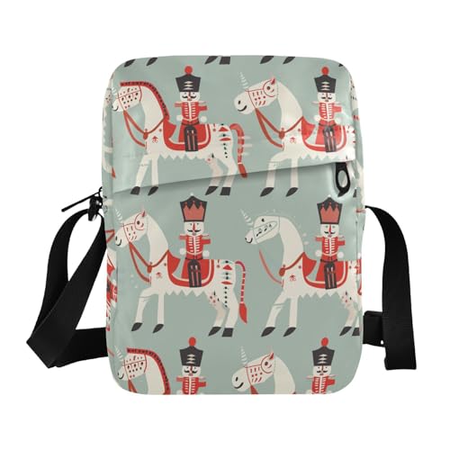 KLL Nutcracker White Horse mens messenger bag crossbody Vegan Leather crossbody bag men Travel Shoulder Handbags