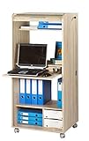 2 tiroirs SIMMOB Armoire Informatique Mobile Chêne 2 Tiroirs 5 Niches L 65.2 H 139.9 P 53.1 cm - Bambous 912