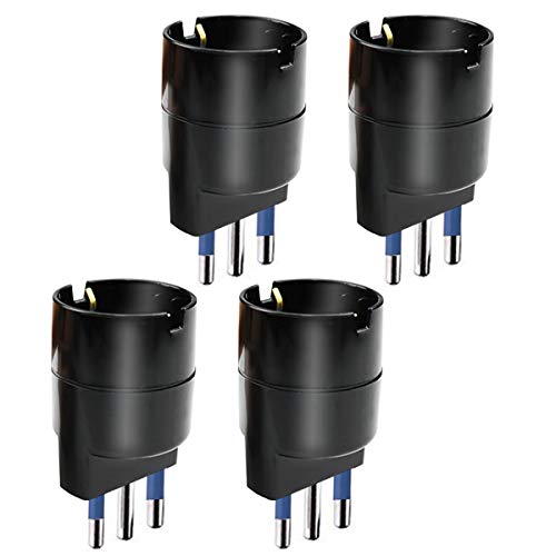 EXTRASTAR Juego de 4 adaptadores Schuko a enchufe grande de 16 A, color negro, paquete de 4