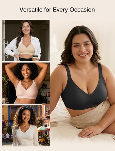 Image of Jelly Wireless Bras for Women No Underwire Push Up Seamless Full Coverage Bralettes Support Lift Everyday Bra