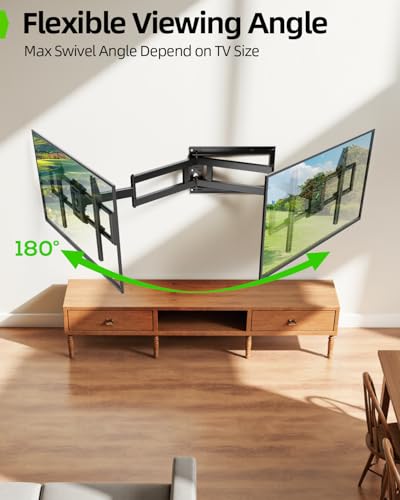 Image of USX Mount Long Arm TV Wall Mount for Most 50-100 inch TV 40 Inch Extension Full Motion TV Mount,Pre-Assembled Wall Mount with Swivel and Tilt Up to 150lbs Fits 8″ /12″ /16″ /24″ Studs VESA 900x600mm
