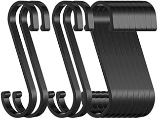RosewineC 12 Pack S Hooks Heavy Duty S Shaped Hooks Premium Metal Hooks Metal Hanging Hooks for Bathroom Kitchen Bedroom Office (Black)