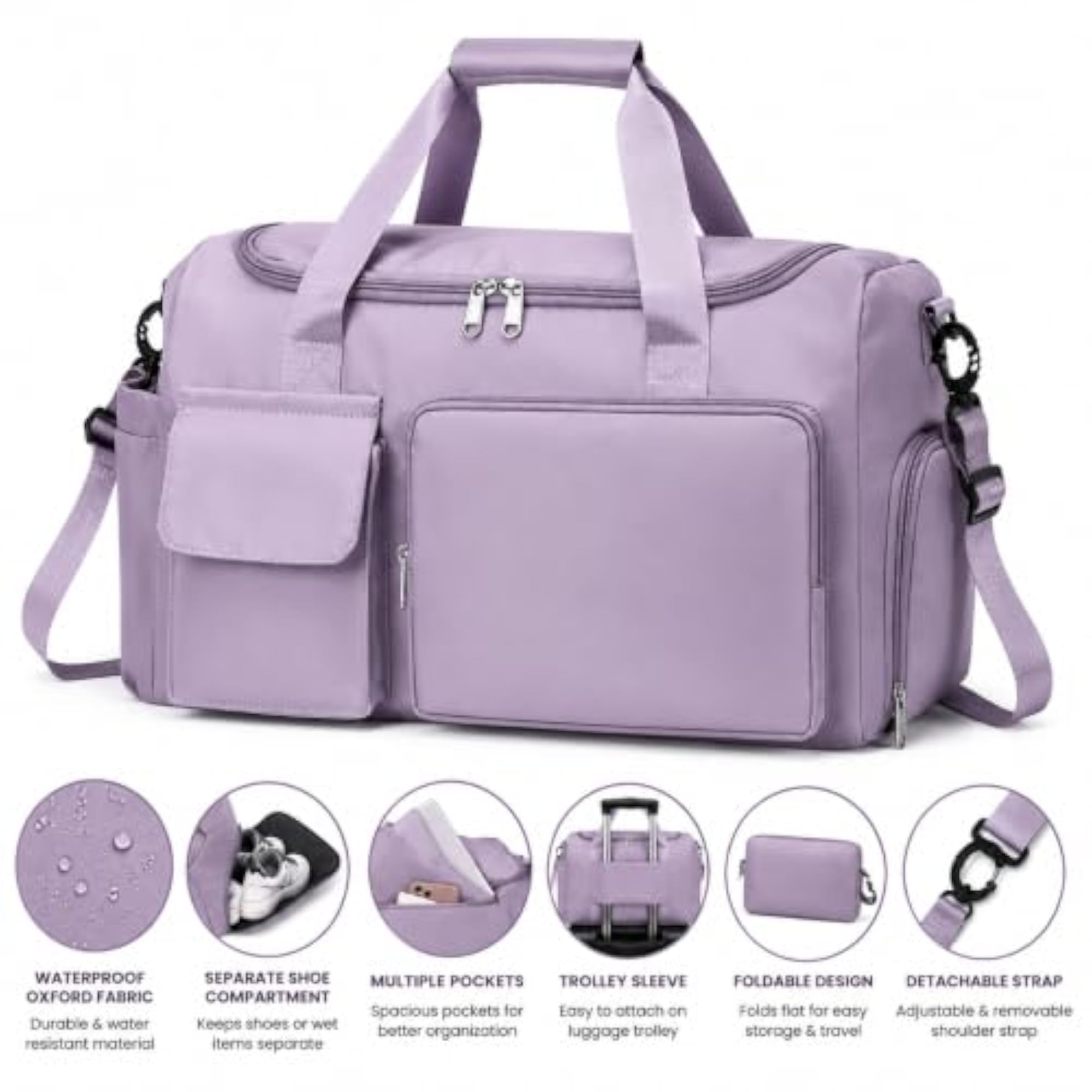 Foldable Travel Duffle Bag with Shoe Compartment