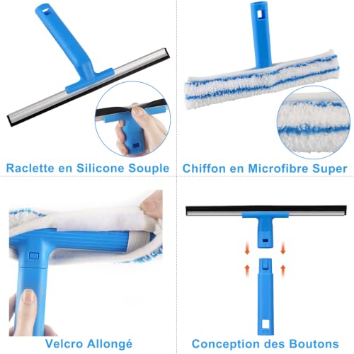 Mitclear Raclette à Vitres, Manche Télescopique 146cm, Raclette Silicone – vue 4