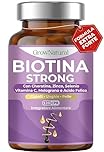 BIOTINA STRONG - Integratori per Capelli - Biotina Cheratina e Zinco - Vitamine per Crescita Capelli e anticaduta Donna e Uomo - 120 Compresse con Melograno, Vitamina C, Acido Folico e Selenio