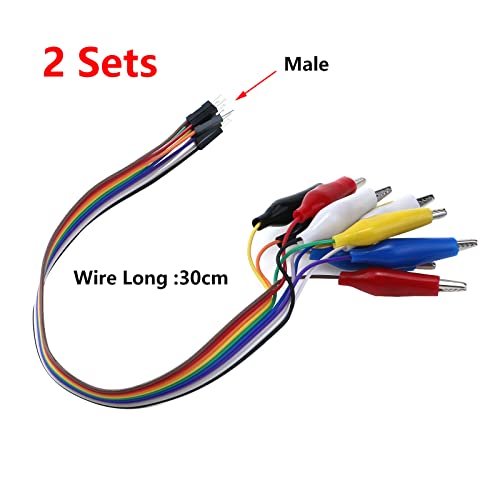 Image of Antrader 2 Piece Alligator Clip to Wire 10 Pin 30cm Male for LED Strips /Test Leads /Breadboard /Raspberry Pi(5 Colors)