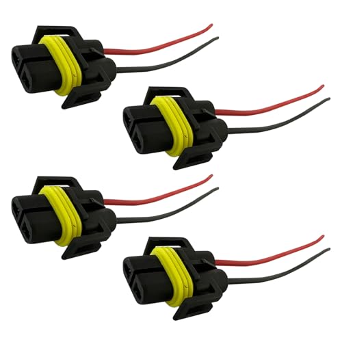 winterrock 4PCS H8/ H9/ H11 880 881 Bulb Sockets, Nylon Female Adapter Wiring Harness Sockets Wire Connector, Waterproof 2-Hole Fog Light Wiring Harness Kit with Wire, for Headlights or Fog Lights