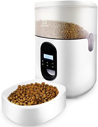 （19:00時点） 【小動物看護士監修】 自動給餌器 猫 餌 小動物用 自動餌やり機 給餌器 犬 [Latuna ラチュナ] ４L大容量 タイマー式 給電 (透明)