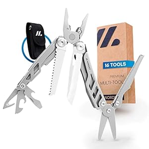 NORDMUT® Multitool Werkzeug [16 in 1] Edelstahl Taschenmesser mit 16 praktischen Werkzeugen | Outdoor Messer…
