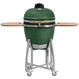BBQ-Toro Kamado Grill Ø 52 cm 'KURO', Grün | Holzkohlegrill mit Bambusablage,...