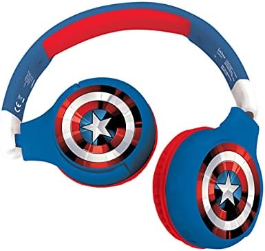 LEXIBOOK HPBT010SP Spiderman 2-in-1 Bluetooth Headphones Stereo Wireless Wired, Kids Safe for Boys Girls, Foldable, Adjustable, red/Blue, Black, Spider-Man