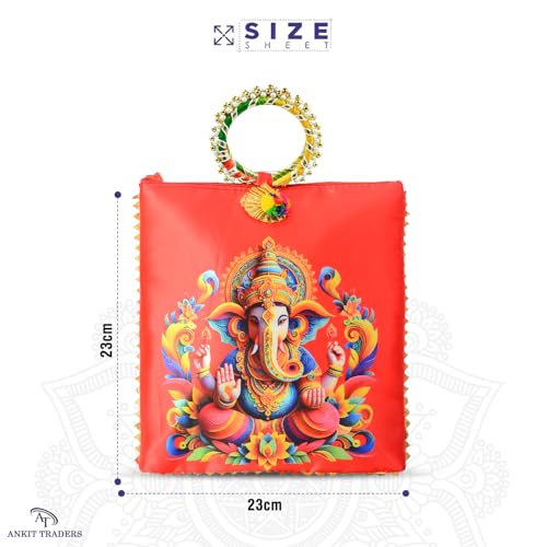 Image of Women Potli Bags Pack of 6| Gifting Potli with Zip & Bangle Handle | Traditional Shagun Return Gifts Potli for Mehandi, Haldi, Baby Shower, Wedding, Sangeet (Ganesha)