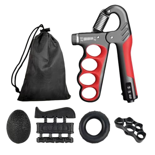 Pince pour -bras - Entraîneur d'extension de la main - Exercice des doigts - Résistance réglable - Entraînement de la main - Multifonctionnel - Avec sac de transport - 5 renforts portables pour