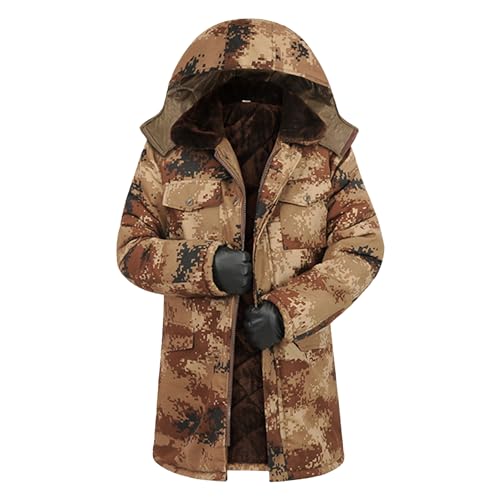 Parka Sherpa hiver pour homme grande taille veste extra longue doublée laine camouflage