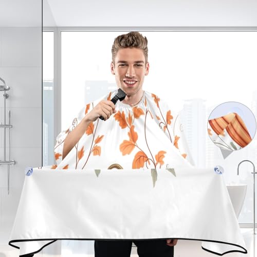 Capa para cortar cabello impermeable profesional para barbería con cierre de broche ajustable y diseño de calabaza con hojas miniatura 6