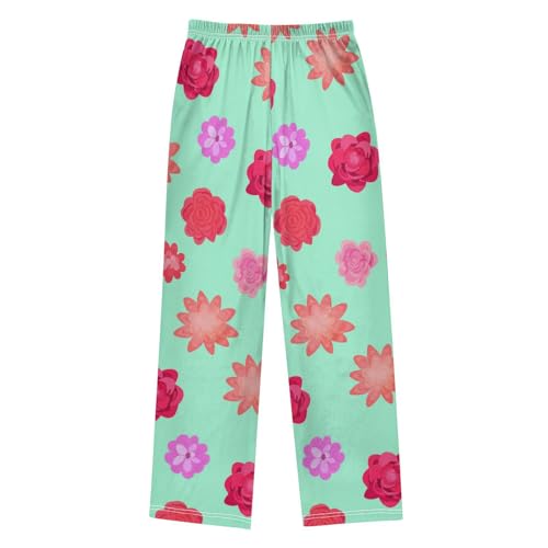 J JOYSAY Floral Blossom Garden Aqua Pajamas Pants Soft Long Pajama Bottoms Lounge Sleep Pants Size S-XL2