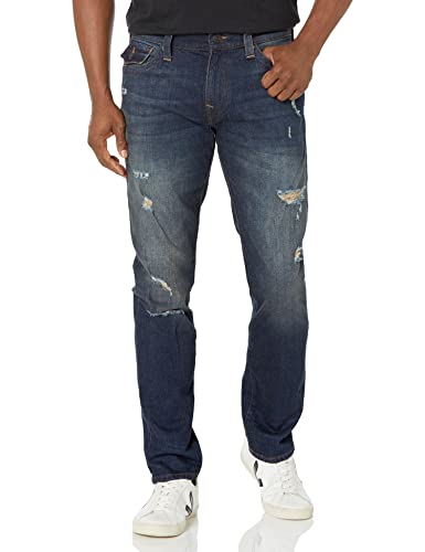 True Religion Men's Geno Flap Sn, Decadence Dark Wash With Rips, 46 #TOP23